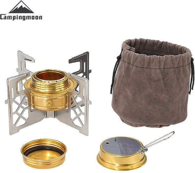 CAMPINGMOON AS-1/AS-ST Tragbarer Alkoholkocher aus Messing in Gold für Outdoor und Picknick - Bild 1