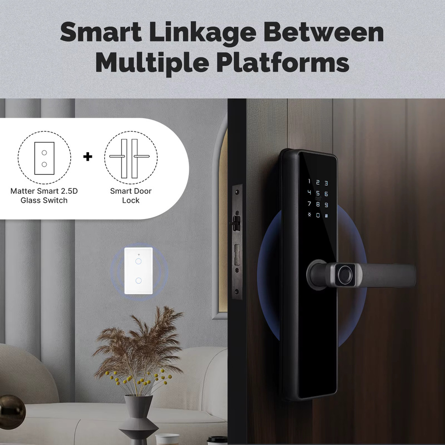 MOES Tuya Matter WiFi Smart Light Switch US-Version in Weiß mit Glasoberfläche, kompatibel mit Alexa, Google Home, Apple HomeKit und SmartThings, Neutralleiter erforderlich - Bild 3