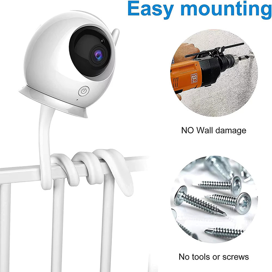 Zysecurity Silikon Halterung für Babyphone und IP-Kamera in Weiß, flexible Montage für Krippe und Wiege - Bild 3