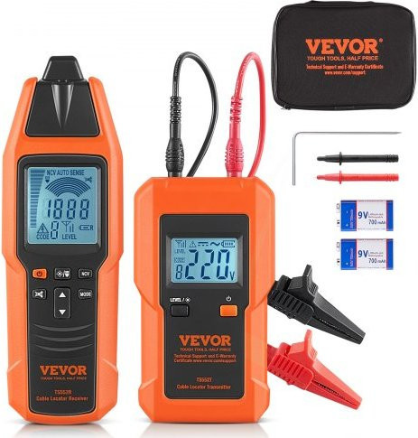 VEVOR Kabelsuchgerät Kabel-Tracker für unterirdische Rohre und elektrische Zäune, Spannungsbereich 12–600 V, Farbe Orange - Bild 1