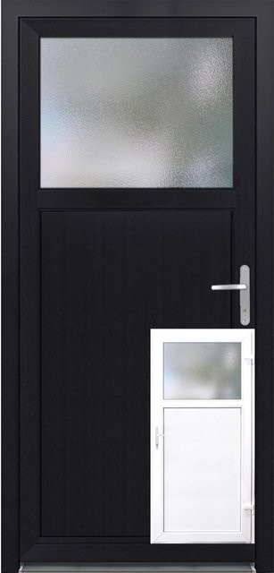 Panto Nebeneingangstür aus Kunststoff mit Glaseinsatz, Farbe Weiß/Anthrazit, Anschlag Rechts, B: 98 cm, H: 198 cm - Bild 1