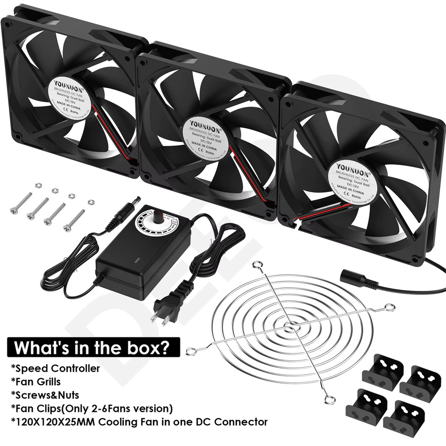 YOUNUON Server-Kühlsystem Lüfter-Set in Schwarz für BTC-Mining-Maschinen und Workstations mit 120 mm Gehäuselüftern - Bild 4