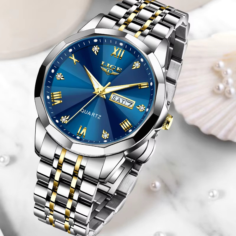 Lige Armbanduhr, Quarz, Edelstahl, Blau, Damen - Bild 4