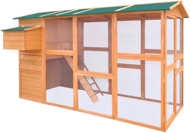vidaXL Hühnerstall aus Kiefernholz in Braun, B/T/H: 295 x 163 x 170 cm - Bild 1