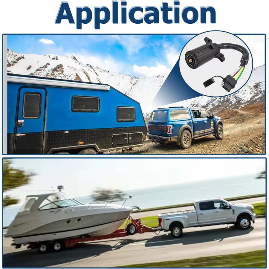 7-Wege-Rund auf 4-Wege-Flach Anhänger-Stecker-Adapter in Schwarz für Wohnmobile und Autos - Bild 6