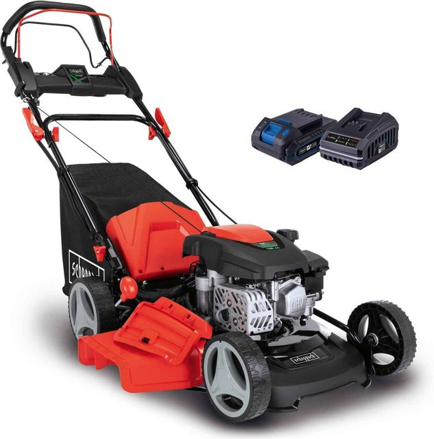 Scheppach MS150-46E SE Hybrid-Start-Benzin-Rasenmäher in Rot mit Mulchkit und Fangkorb - Bild 1