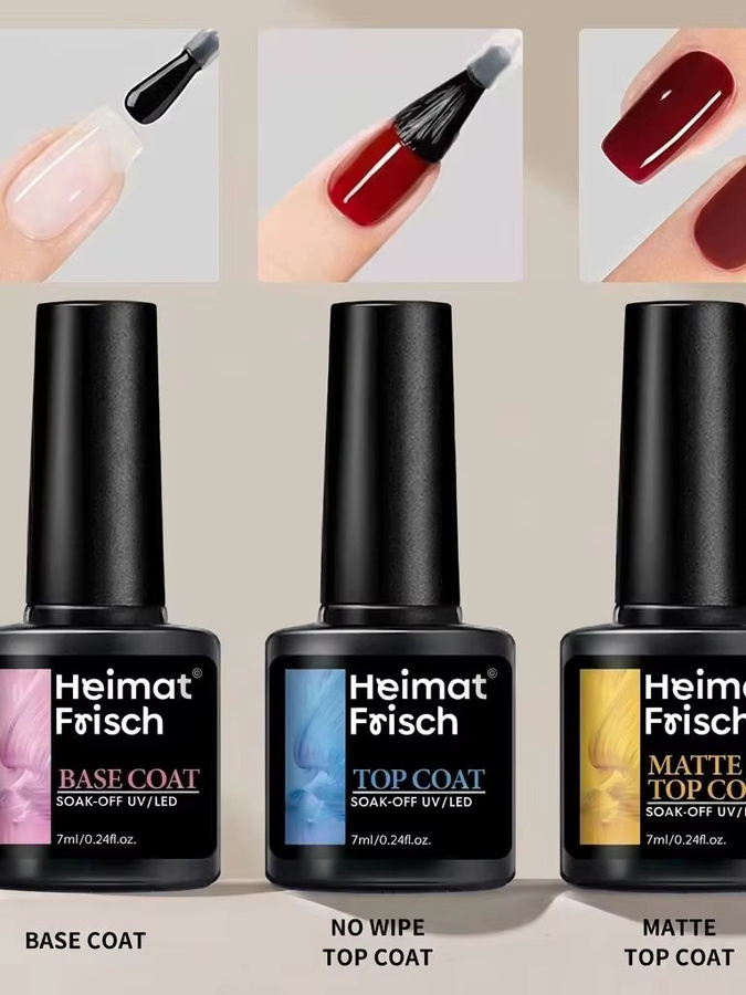 Heimat Frisch Nagelgel No-Wipe Top Coat & Base Coat, 7 ml, Glänzend - Bild 3