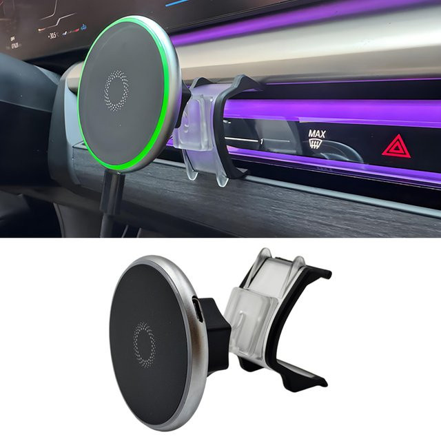 AOSRRUN Magnetischer kabelloser 15W Ladeständer für BMW 5er Serie I5 G60, Farbe: Schwarz - Bild 1