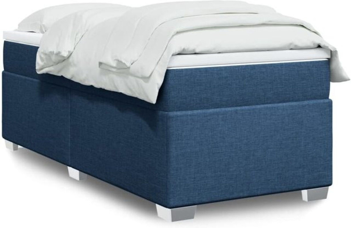 Vidaxl Boxspringbett mit Matratze in Blau und Weiß aus Stoff, B/H: 80 x 200 cm - Bild 1