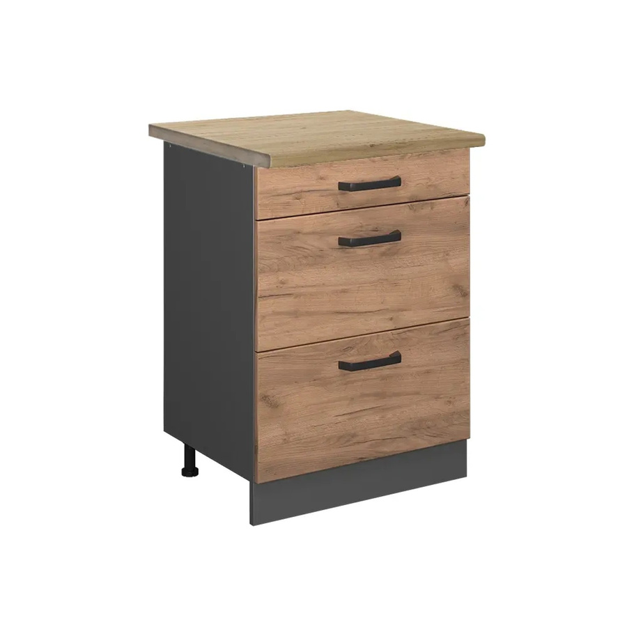Vicco Küchenunterschrank R-Line Goldkraft Eiche und Anthrazit mit Schubladen B: 60 cm, H: 81,6 cm, T: 60 cm - Bild 2