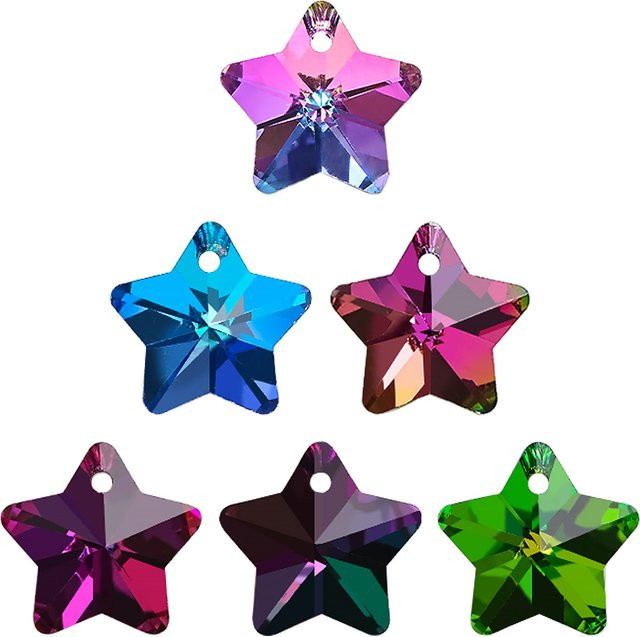 ZHUBI Anhänger Kristallglas, Fünfzackiger Stern, Bunt, 14mm - Bild 1