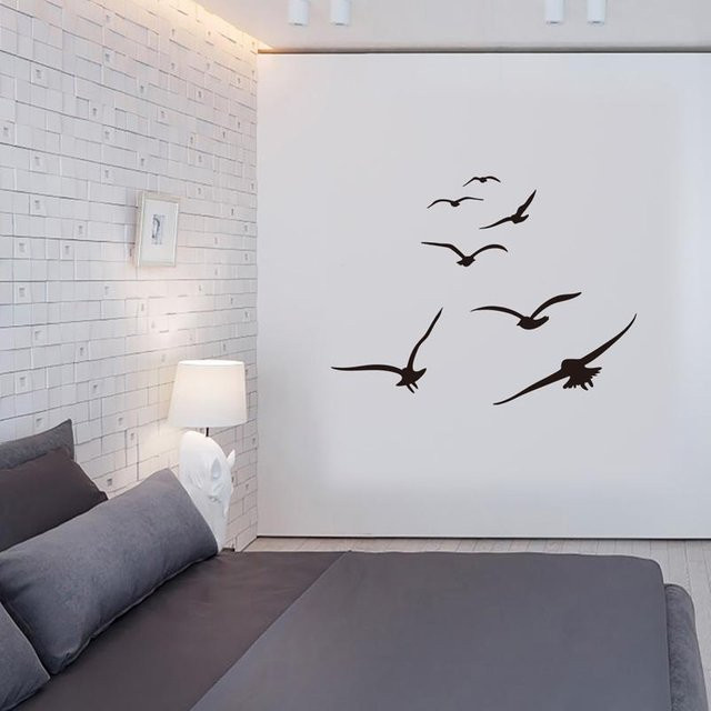 Honc Wandaufkleber Vogelschar für Wohnzimmer und Schlafzimmer in Schwarz als DIY Wanddekoration - Bild 1