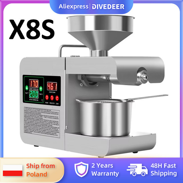 DIVEDEER X8S Intelligente Ölpresse aus Edelstahl mit Temperaturregelung in Silber - Bild 1