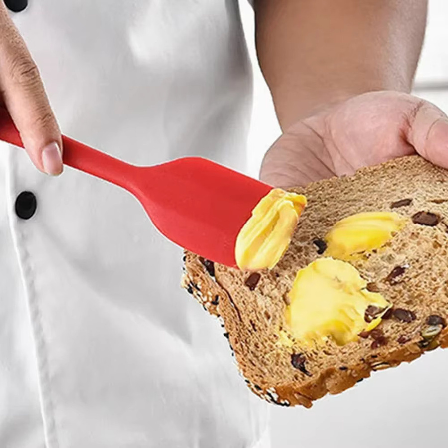 ouhoe Silikon-Schaber Rot, Hochtemperaturbeständiger Teigschaber und Antihaft-Glättspatel für Kuchen und Creme - Bild 2