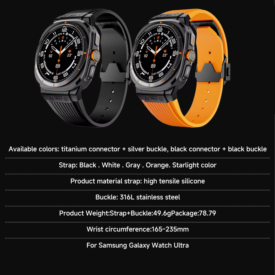 FancyWrist Uhrenarmband Silikon, Schwarz, Unisex, Samsung Galaxy Watch Ultra 47 mm - Bild 3