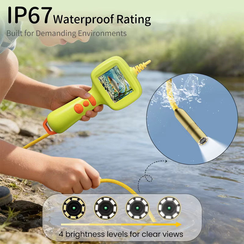 ENWOR Handgehaltenes Kinder-Endoskop mit 2,4 Zoll Bildschirm, Wasserdichte Inspektionskamera mit 8 LED-Videoleuchten in Gelb - Bild 4