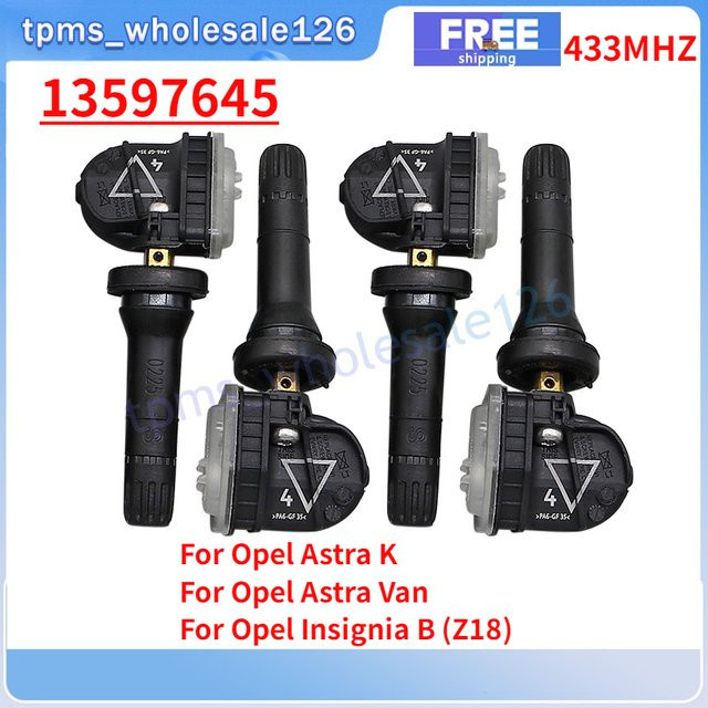 4er-Set GANGLE Reifendruckkontrollsystem TPMS 13597645 für Opel Astra K Van und Insignia B (Z18), 433MHz, Schwarz - Bild 1