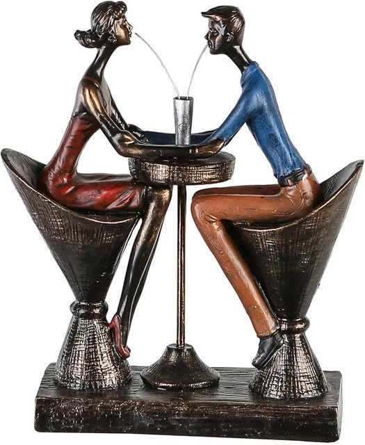 Gilde Skulptur Table For Two in Bronzefarben, Tischdekoration aus Metall, Breite: 25 cm, Tiefe: 21 cm - Bild 1