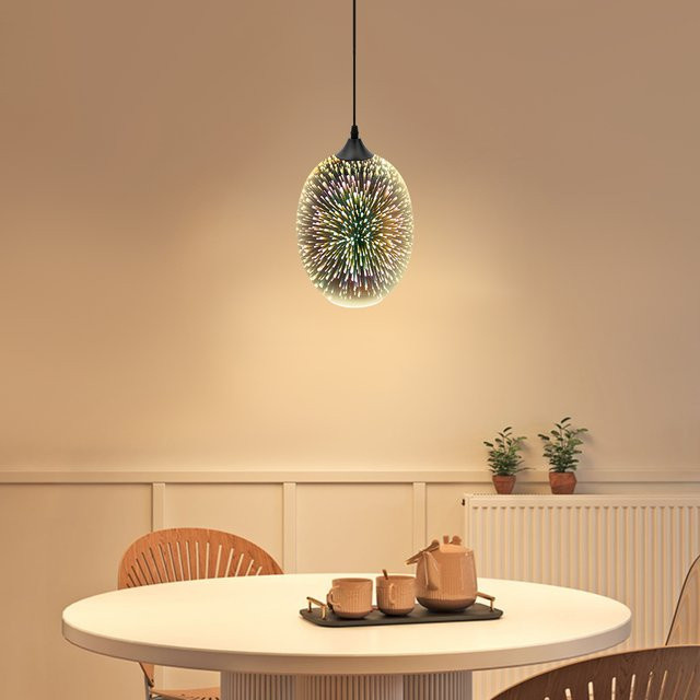 Bymaocar Moderne 3D LED-Pendelleuchte aus Glas und Metall in Multicolour für Wohn- und Esszimmer - Bild 1