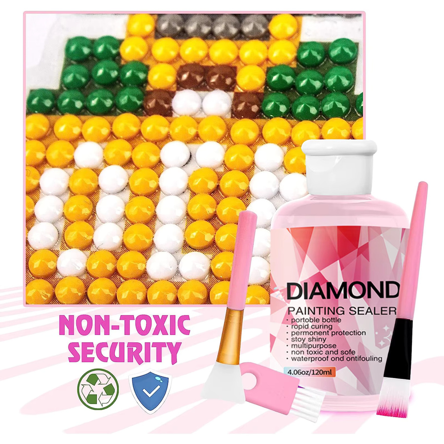 Diamantmalerei Versiegelungskleber Set mit 3 Bürsten, transparent, 120 ml - Bild 3