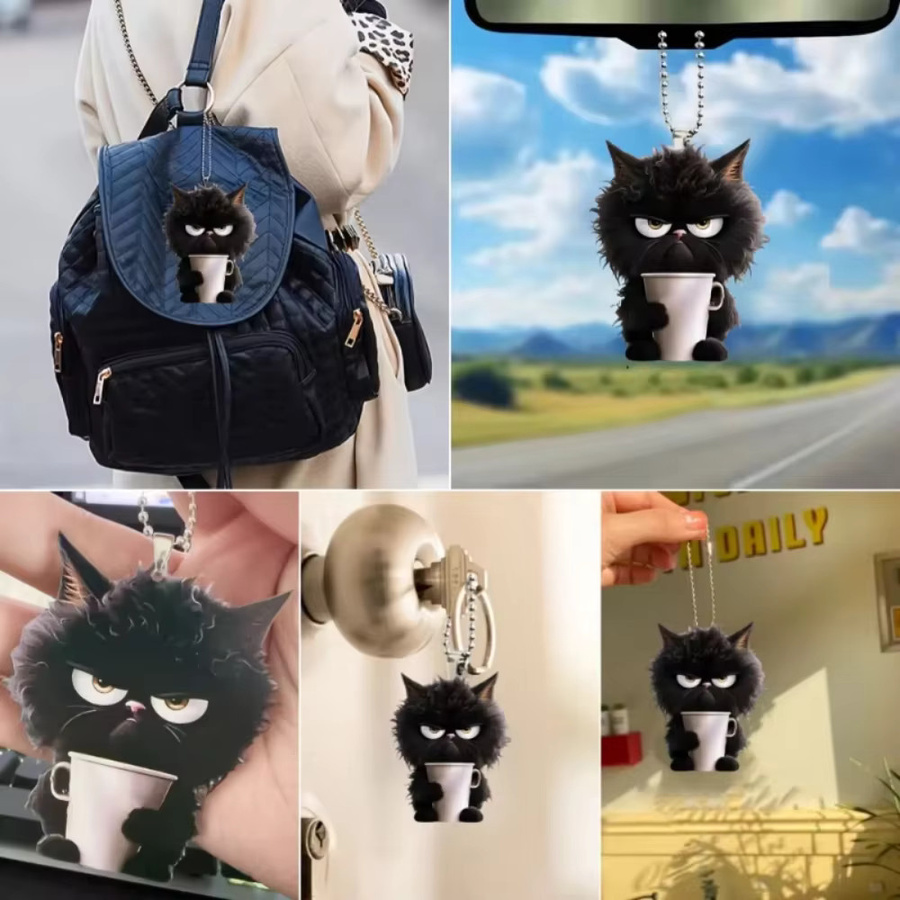 2D Fun Coffee Schlüsselanhänger, Schwarze Katze, Acryl, Unisex - Bild 4