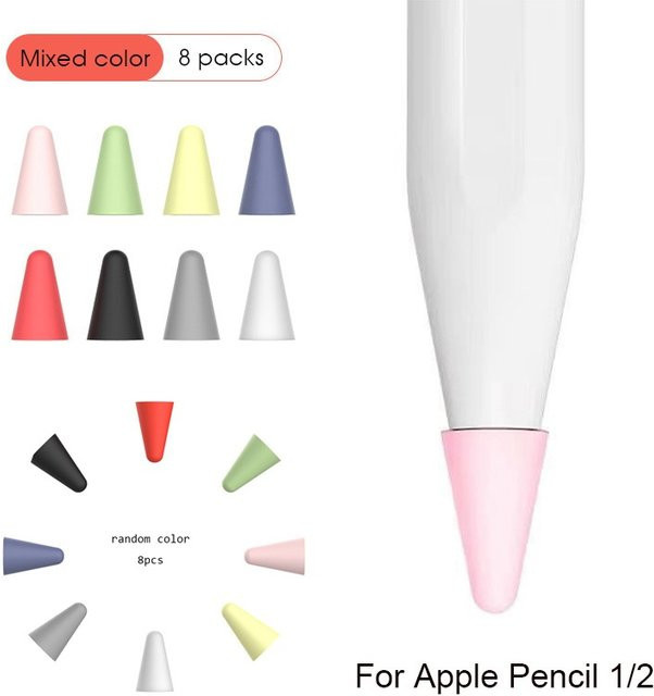 8 Stück Silikon-Spitzenabdeckungen für Apple Pencil 1. und 2. Generation in Multicolour - Bild 1