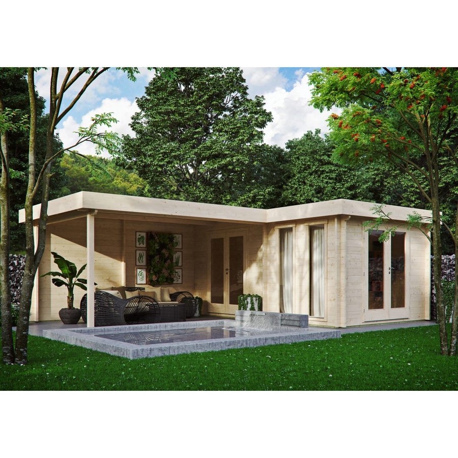 Fjordholz Gartenhaus Modell Luisa 44 aus imprägnierter Kiefer in Braun und Beige - Bild 2