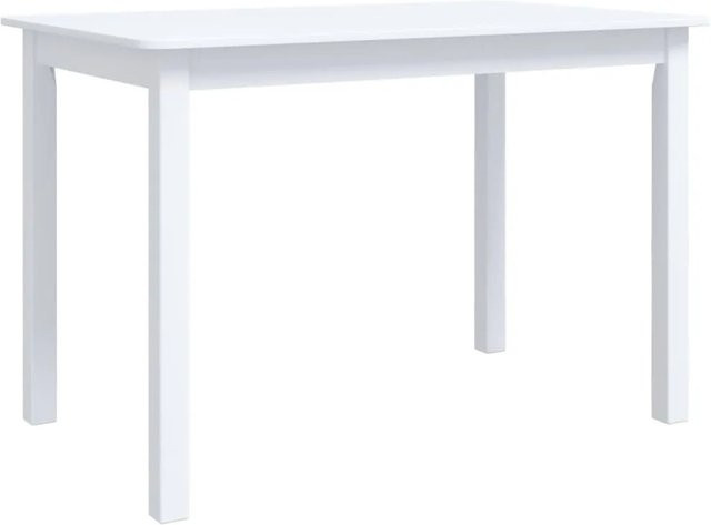 vidaXL Esstisch aus Gummiholz und MDF in Weiß, rechteckig, B/T/H: 114 x 71 x 75 cm - Bild 1