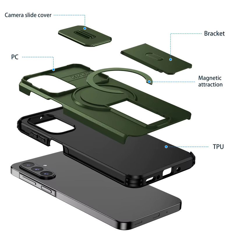 Armor Funda Handyhülle für Samsung Galaxy A17 5G mit Slide Lens Protect und magnetischer kabelloser Ladeabdeckung - Bild 4