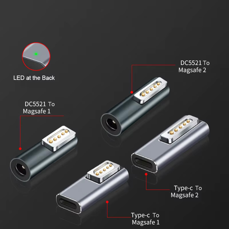 RGEEK USB Typ C Magnetischer PD-Adapter für MagSafe 1 und MagSafe 2, 5A Schnelllade-Konverter für MacBook Pro Max, Farbe: Silber - Bild 3