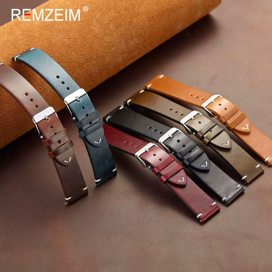 REMZEIM Uhrenarmband Leder, geöltes Wachsleder, Herren, Vintage - Bild 1