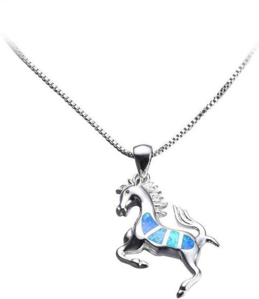 Halskette Pferd, 925 Silber, Opal, Damen, 45 cm - Bild 1