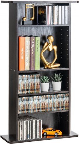 VEVOR Medienaufbewahrungsschrank in Espresso, 5-lagiges DVD-Regal für bis zu 240 CDs mit verstellbaren Regalböden, Farbe: Espresso - Bild 1