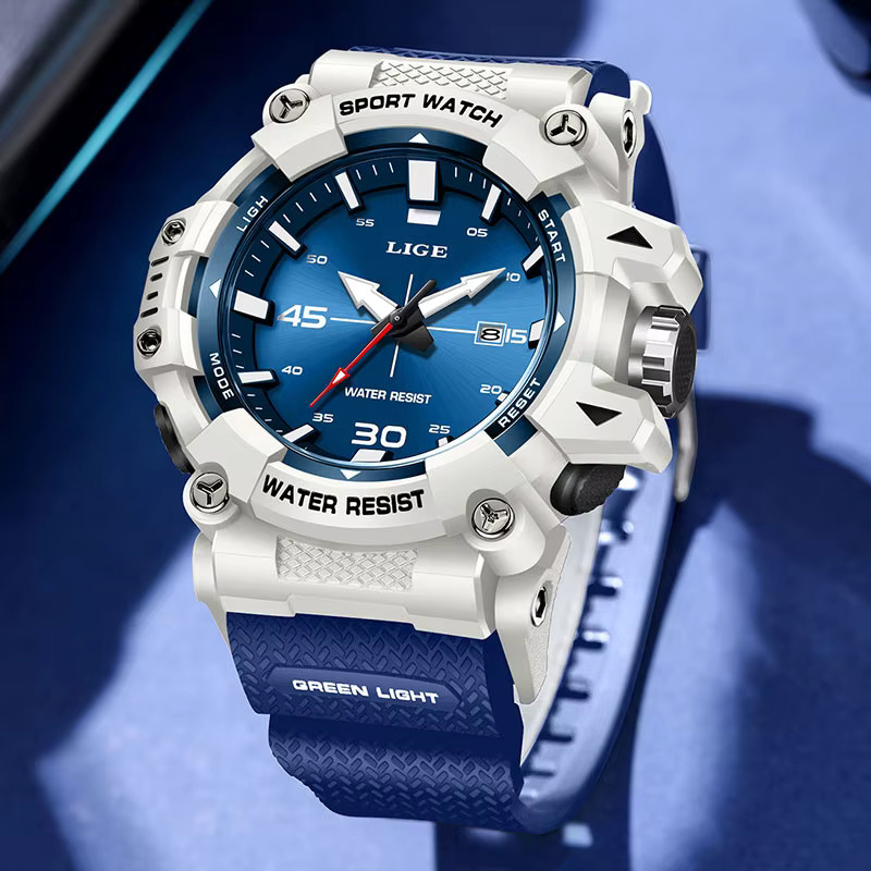 LIGE Armbanduhr Quarz, Silikon, Schwarz, Herren - Bild 4