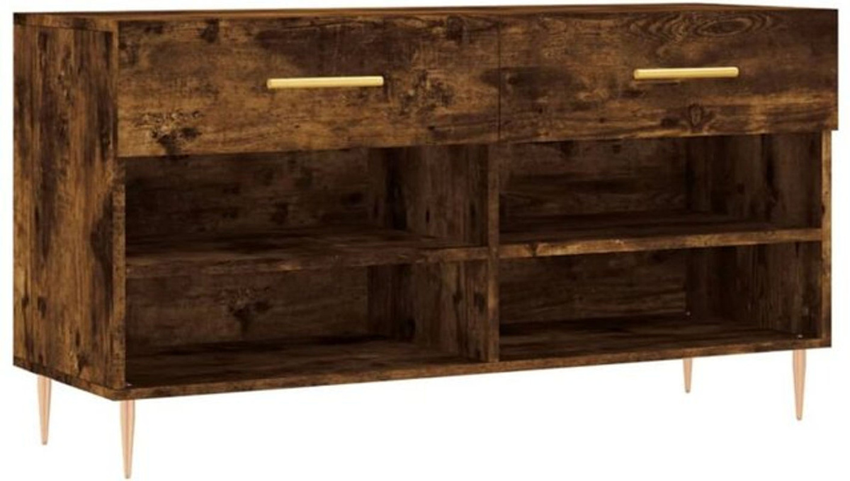 Schuhbank vidaxl in Räuchereiche und Braun im Industrial Retro Design aus Holzwerkstoff und Metall, B/T/H: 102 x 35 x 55 cm - Bild 1