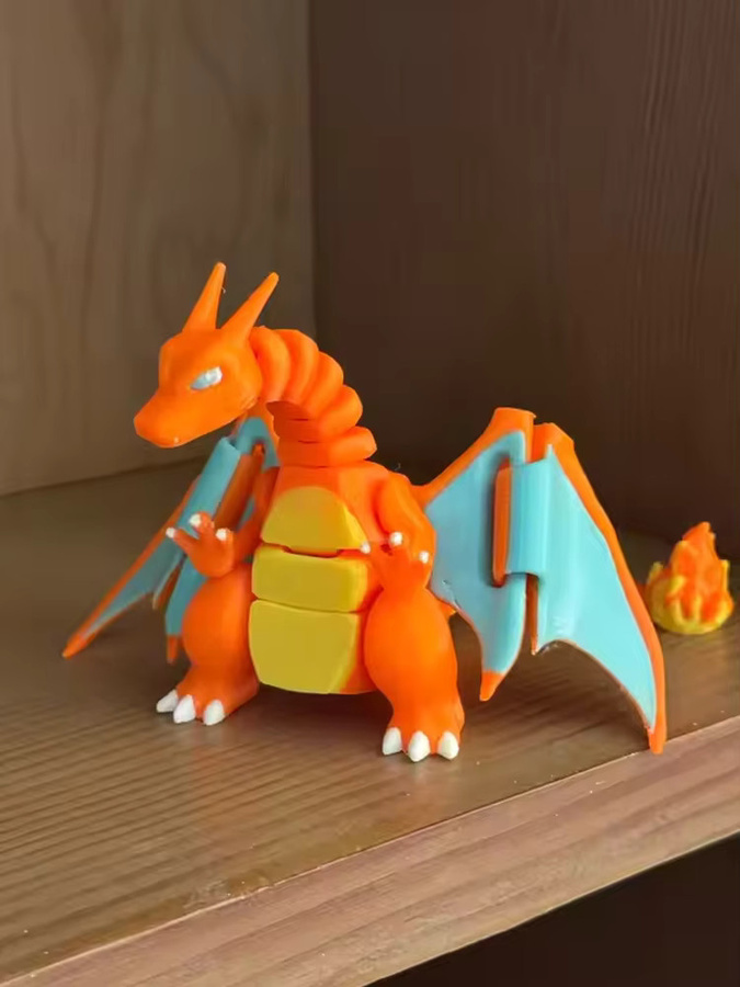 Bandai Pokémon Glurak-Modellfigur, 3D-gedruckt, mit beweglichen Gelenken - Bild 3