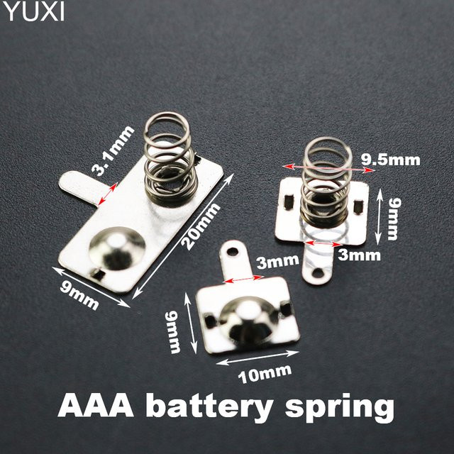 Yuxi AAA Batteriekontakt-Federklemmen Set mit Doppelplatte in Silber, Maße: 9 x 20 mm, 9 x 9,5 mm und 9 x 10 mm - Bild 1