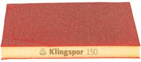 Klingspor SW 501 TR Schleifschwamm aus Aluminiumoxid in Rot, Korn 150, B/T/H: 12,3 x 9,6 x 1,25 cm - Bild 1