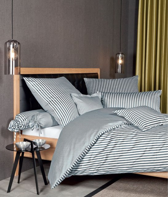 Janine Baumwoll Bettwäsche Modern Classic 3912 gestreift in Schwarz und Grau, Mako-Satin, B/H: 135 x 200 cm und 40 x 80 cm - Bild 2