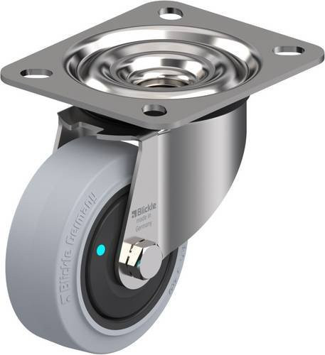 Blickle Lenkrolle LEX-POEV 80KFD-SG aus Edelstahl und Kunststoff in Silber, Rad-Durchmesser: 80 mm, Tragfähigkeit: 140 kg - Bild 1
