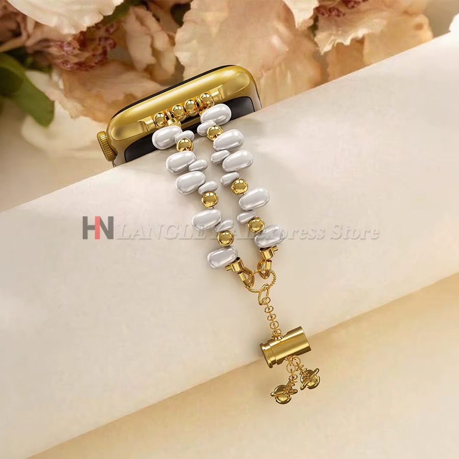 langley Uhrenarmband Edelstahl, Perle, Gold, Damen - Bild 2