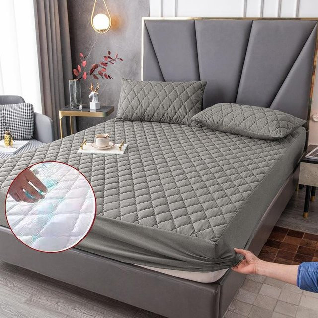 Wasserdichter Matratzenschoner von RC HOME aus gebürstetem Baumwollstoff mit Anti-Milben-Schutz, grau, B/T/H: 90 x 200 x 25 cm - Bild 1