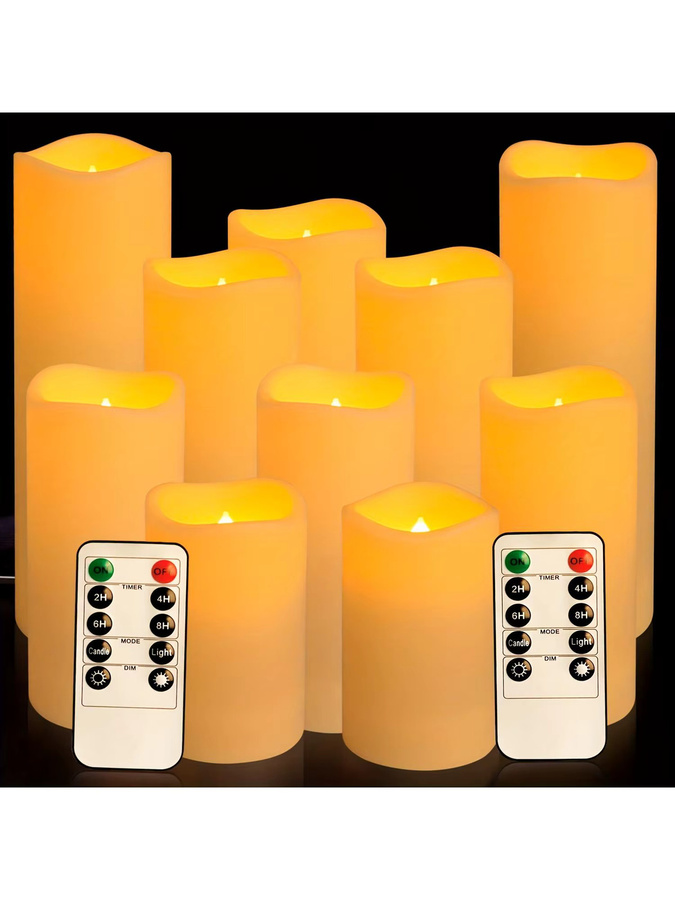 FPOO Flammenlose LED-Stabkerzen in Weiß mit Fernbedienung und Timer, wasserdichte batteriebetriebene Kerzen für Innen und Außen - Bild 7