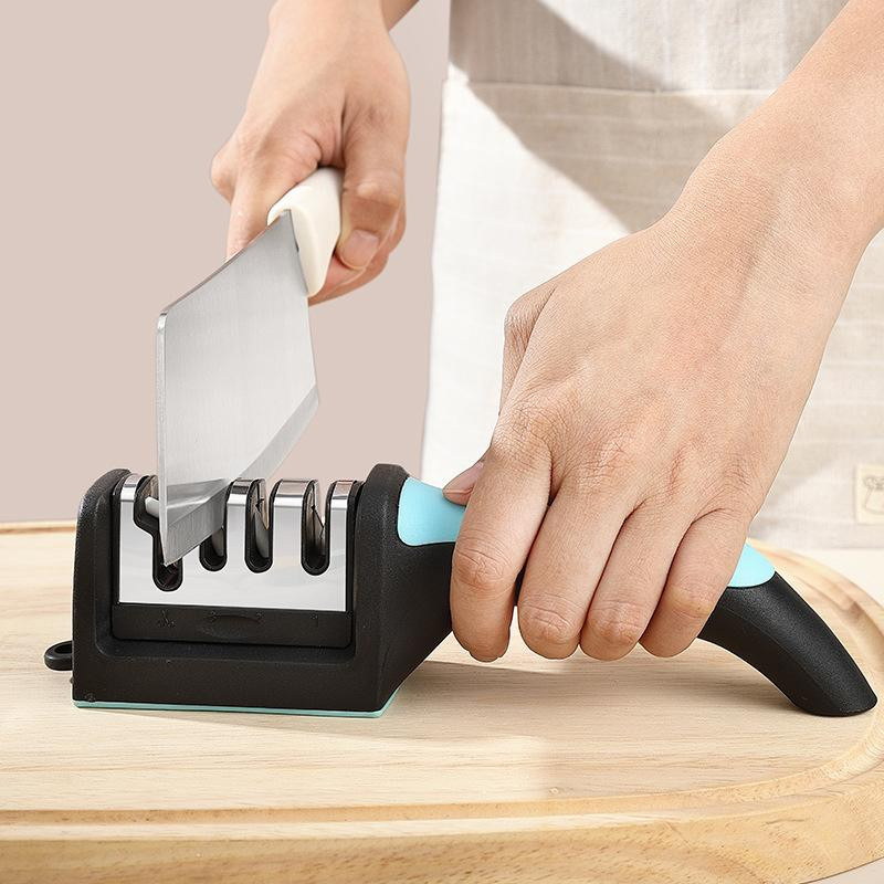 Multifunktionaler Messerschärfer von JMG Household Supplies aus Edelstahl und ABS mit dreistufigem Schleifwerkzeug für Cleaver - Bild 2