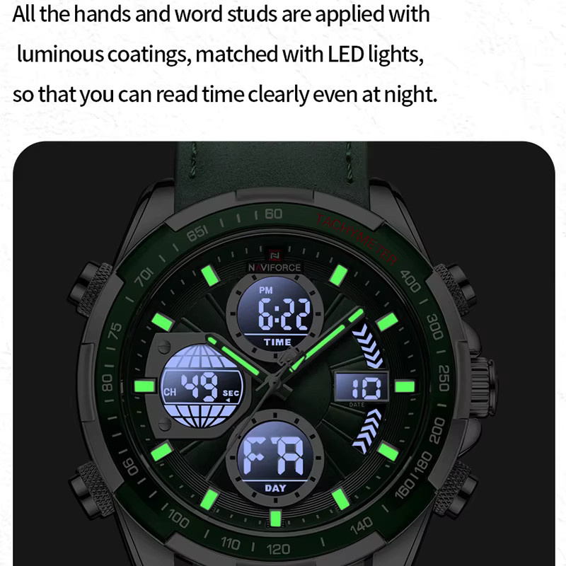 NAVIFORCE Armbanduhr, Chronograph, Quarz, Leder, Herren - Bild 4