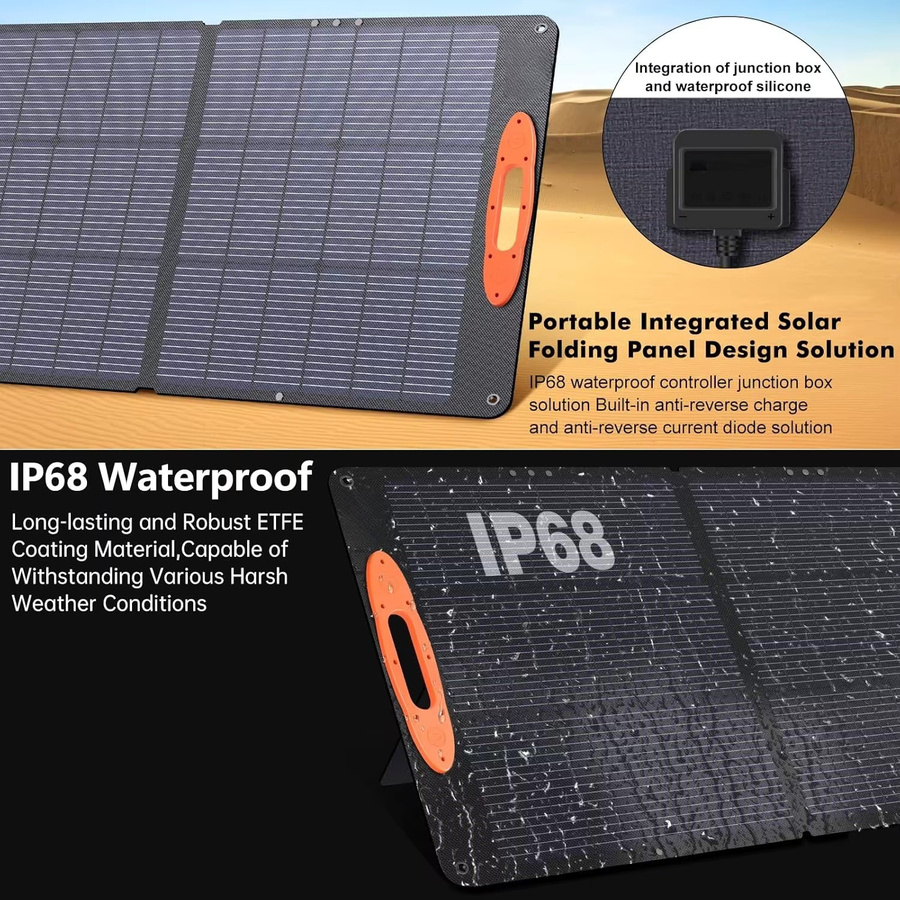 CHUBAN Faltbares Solarpanel 200W ETFE Tragbares Solarladegerät in Schwarz für Camping und Outdoor-Reisen - Bild 4