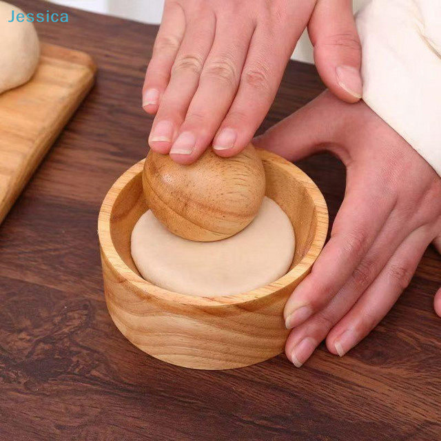 Jessica Holz-Teigtaschenform-Set runde manuelle Teigpresse aus Holz - Bild 1
