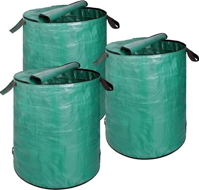 TTL GARDEN Gartensack 3er Set, Laubsack mit Reißverschluss und Deckel, grün, 300 l pro Sack - Bild 1