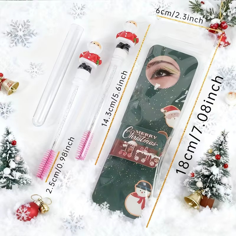 Weihnachts-3D-Weihnachtsmann Wimpern- und Augenbrauenpinsel, 2 Stück, Unisex - Bild 4