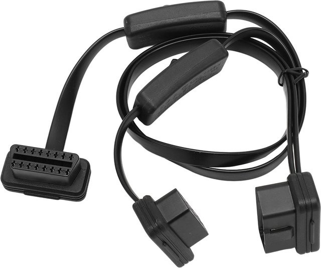DIYelecs OBD Splitterkabel 16 Pin Flaches Nudelkabel 1 in 2 Y-Splitter Verlängerungskabel für Elm327 in Schwarz - Bild 1